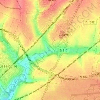 Mappa topografica Ferme du Secrétain, altitudine, rilievo