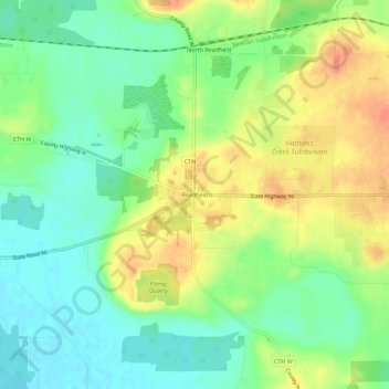 Mappa topografica Readfield, altitudine, rilievo