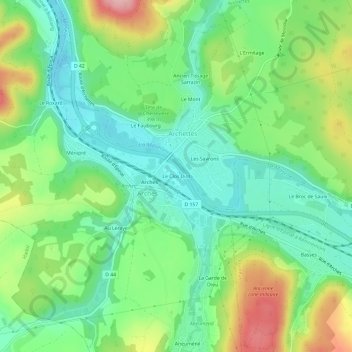 Mappa topografica Le Clos Diot, altitudine, rilievo