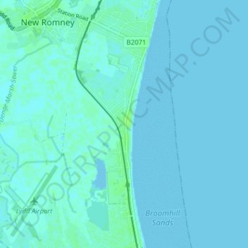 Mappa topografica Greatstone on Sea, altitudine, rilievo
