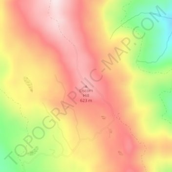 Mappa topografica Liscom Hill, altitudine, rilievo