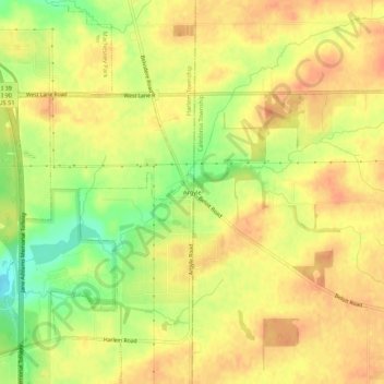 Mappa topografica Argyle, altitudine, rilievo