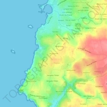 Mappa topografica Penandreff, altitudine, rilievo
