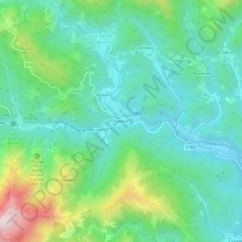 Mappa topografica Andabre, altitudine, rilievo