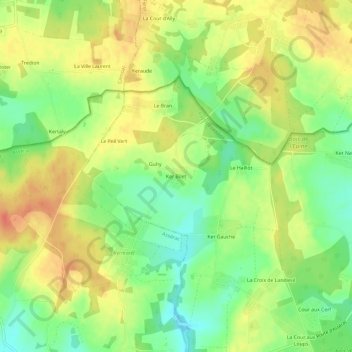 Mappa topografica Ker Bilet, altitudine, rilievo