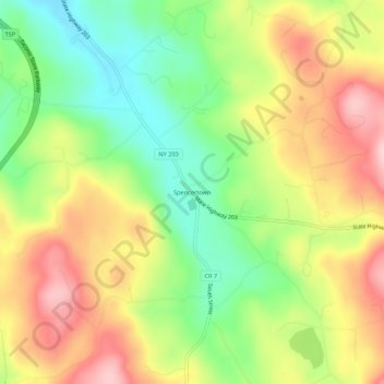 Mappa topografica Spencertown, altitudine, rilievo