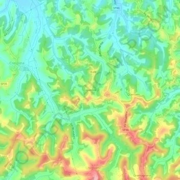 Mappa topografica Capannile, altitudine, rilievo