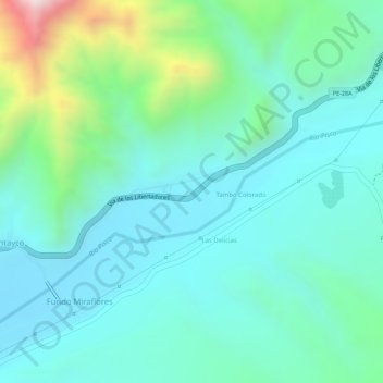 Mappa topografica Tambo Colorado, altitudine, rilievo