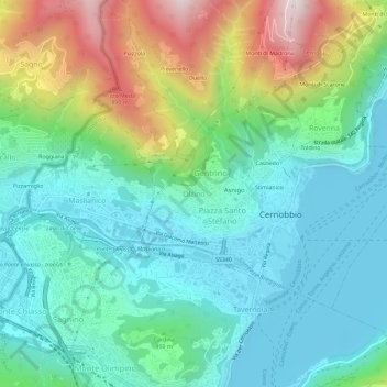 Mappa topografica Olzino, altitudine, rilievo