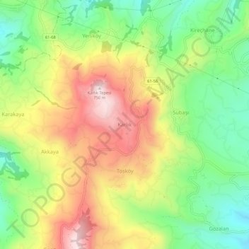 Mappa topografica Karlık, altitudine, rilievo