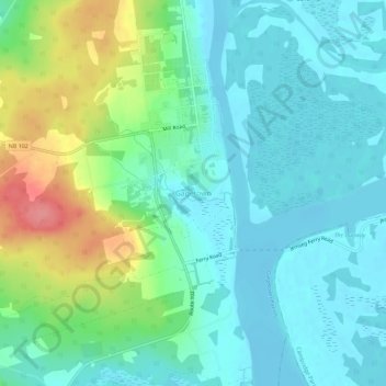 Mappa topografica Gagetown, altitudine, rilievo