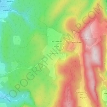 Mappa topografica Les Allymes, altitudine, rilievo