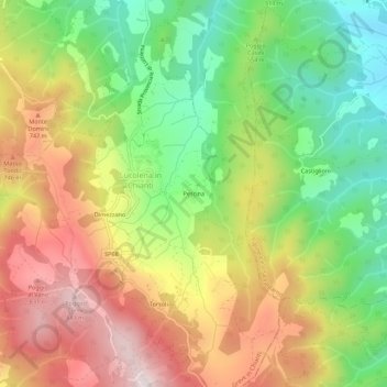 Mappa topografica Pescina, altitudine, rilievo