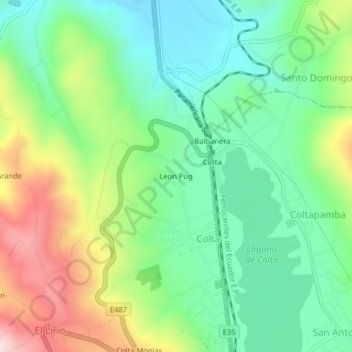 Mappa topografica Leon Pug, altitudine, rilievo