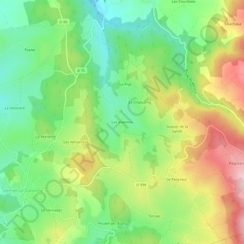 Mappa topografica Les Vialettes, altitudine, rilievo
