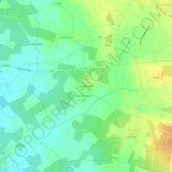 Mappa topografica Le Cluzeau, altitudine, rilievo