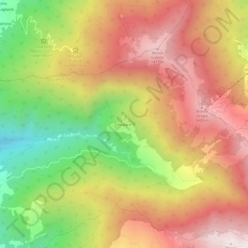 Mappa topografica Volpara, altitudine, rilievo