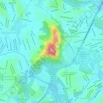 Mappa topografica Morro do Pico, altitudine, rilievo