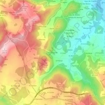 Mappa topografica Monteagudo, altitudine, rilievo