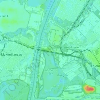 Mappa topografica Maxau, altitudine, rilievo