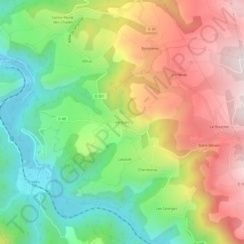 Mappa topografica Vergues, altitudine, rilievo