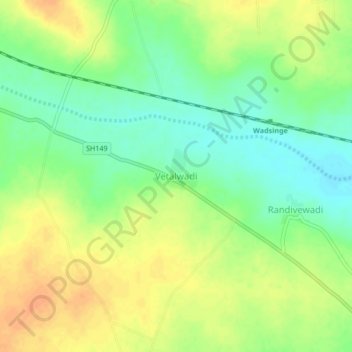 Mappa topografica Vetalwadi, altitudine, rilievo