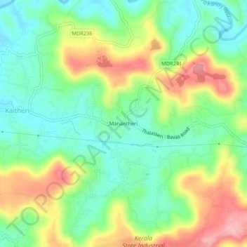 Mappa topografica Manantheri, altitudine, rilievo