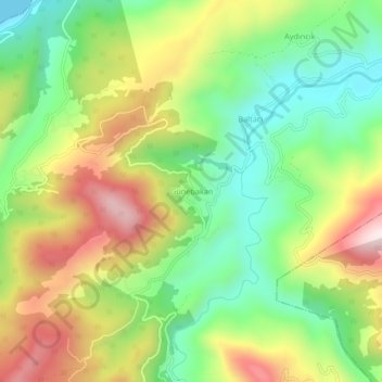 Mappa topografica Günebakan, altitudine, rilievo