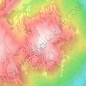 Mappa topografica Mount Sproatt, altitudine, rilievo