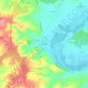 Mappa topografica Chez Vasly, altitudine, rilievo