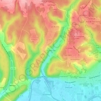 Mappa topografica Les Andrivaux, altitudine, rilievo