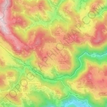 Mappa topografica Butajnova, altitudine, rilievo