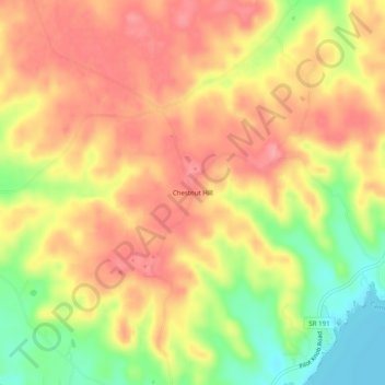 Mappa topografica Chestnut Hill, altitudine, rilievo