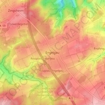 Mappa topografica Engelgau, altitudine, rilievo