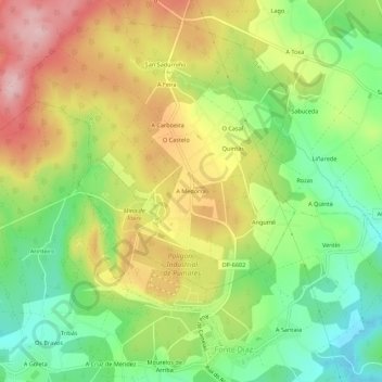 Mappa topografica A Medorra, altitudine, rilievo