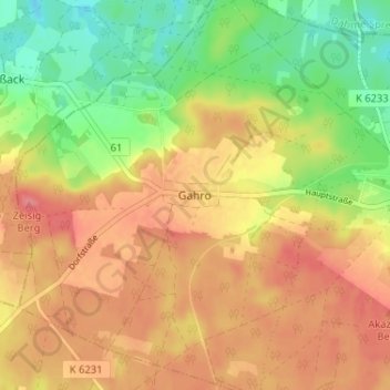 Mappa topografica Gahro, altitudine, rilievo