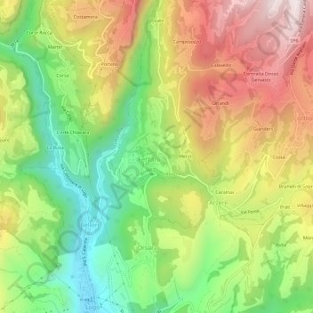 Mappa topografica Lughezzano, altitudine, rilievo