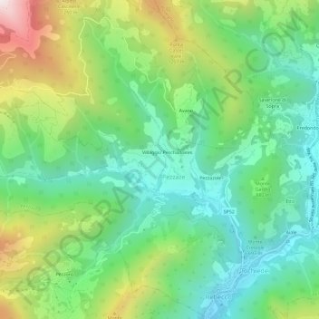 Mappa topografica Mondaro, altitudine, rilievo