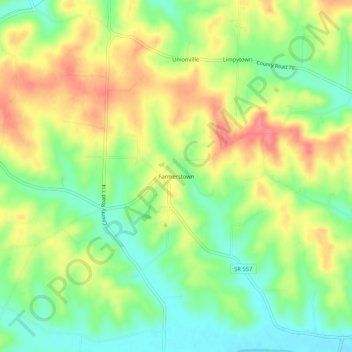 Mappa topografica Farmerstown, altitudine, rilievo