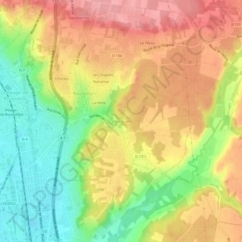 Mappa topografica Les Liouds, altitudine, rilievo