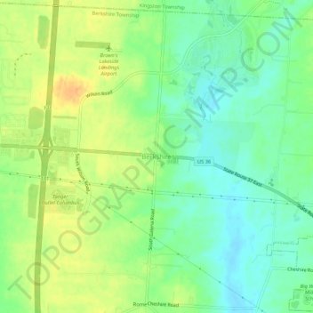 Mappa topografica Berkshire, altitudine, rilievo
