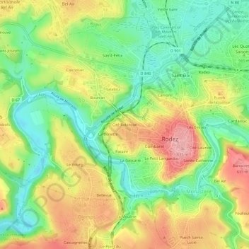 Mappa topografica Cité Robinson, altitudine, rilievo