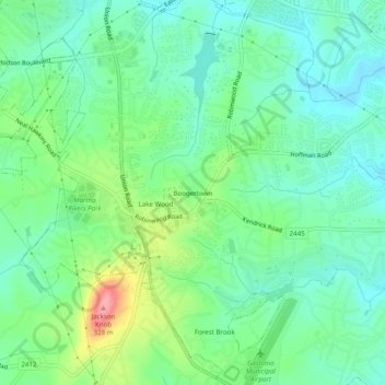 Mappa topografica Boogertown, altitudine, rilievo