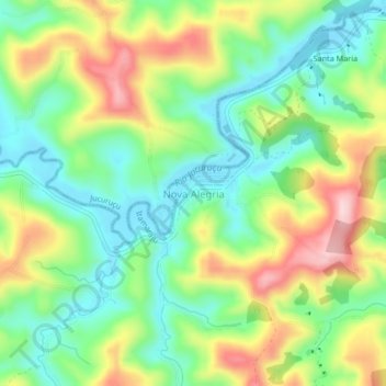 Mappa topografica Nova Alegria, altitudine, rilievo
