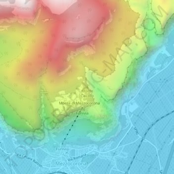 Mappa topografica Monte Cavallo, altitudine, rilievo