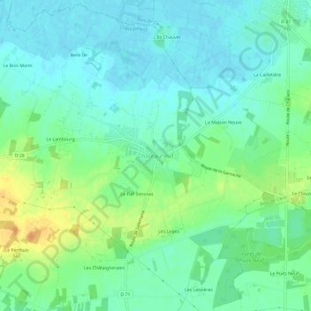 Mappa topografica Châteauneuf, altitudine, rilievo