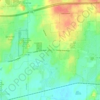 Mappa topografica Vilas, altitudine, rilievo