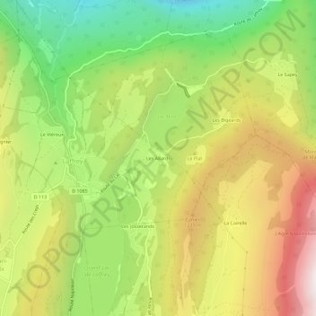 Mappa topografica Les Allards, altitudine, rilievo