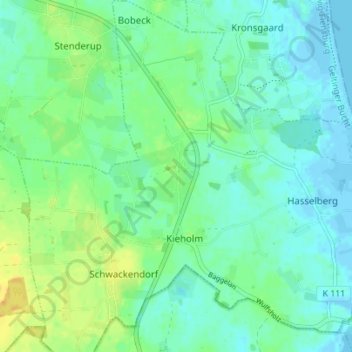 Mappa topografica Gundelsby, altitudine, rilievo