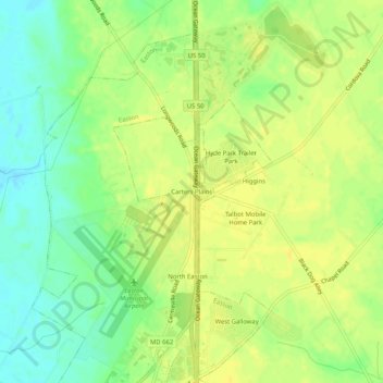 Mappa topografica Carters Plains, altitudine, rilievo